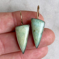 Amazonite & Opalized Wood Earrings